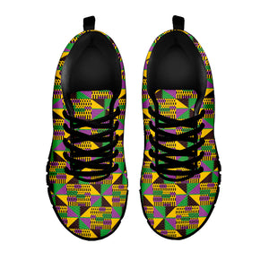 African Kente Pattern Print Black Sneakers