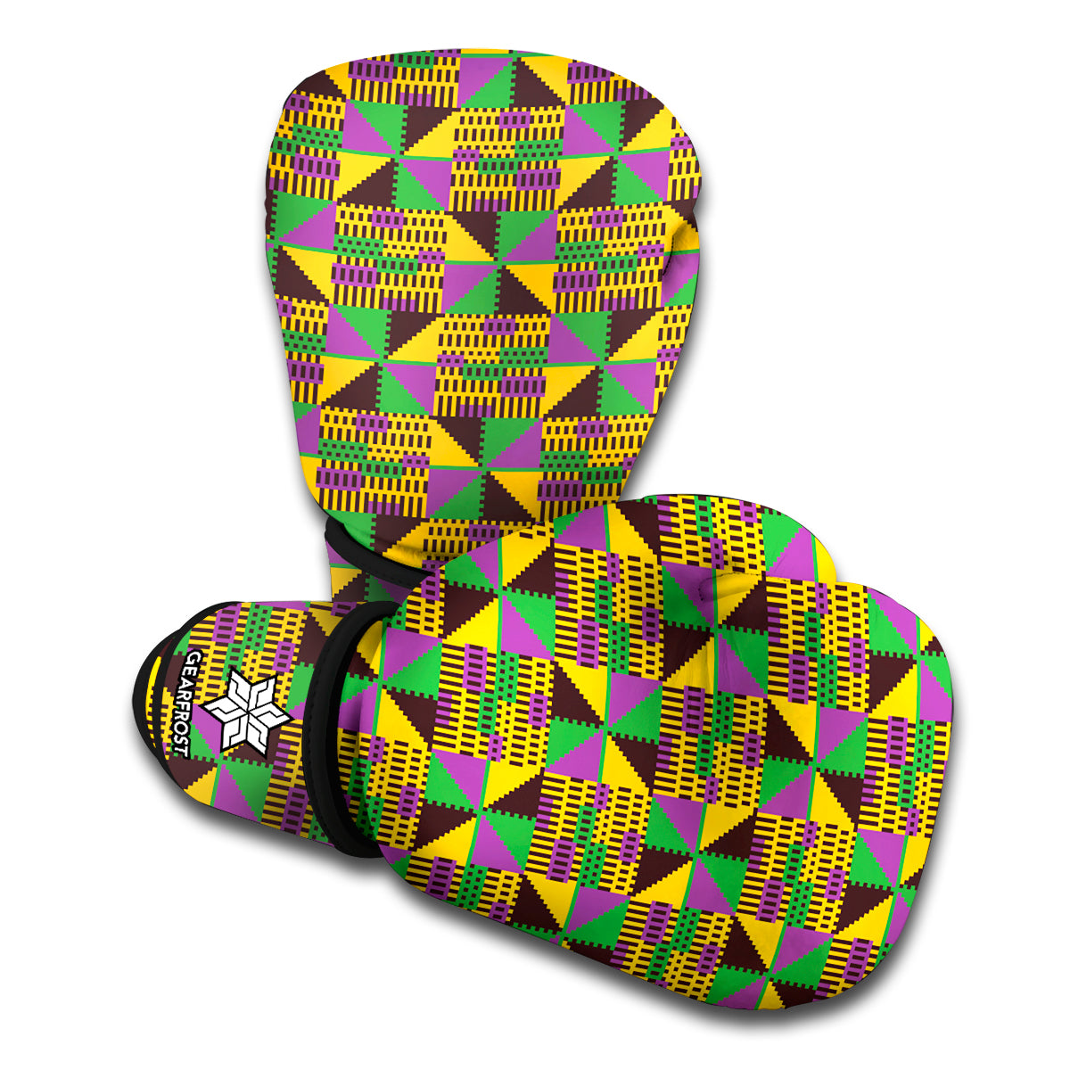 African Kente Pattern Print Boxing Gloves