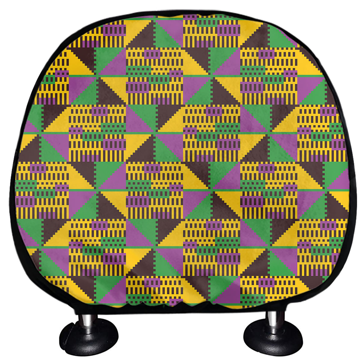 African Kente Pattern Print Car Headrest Covers