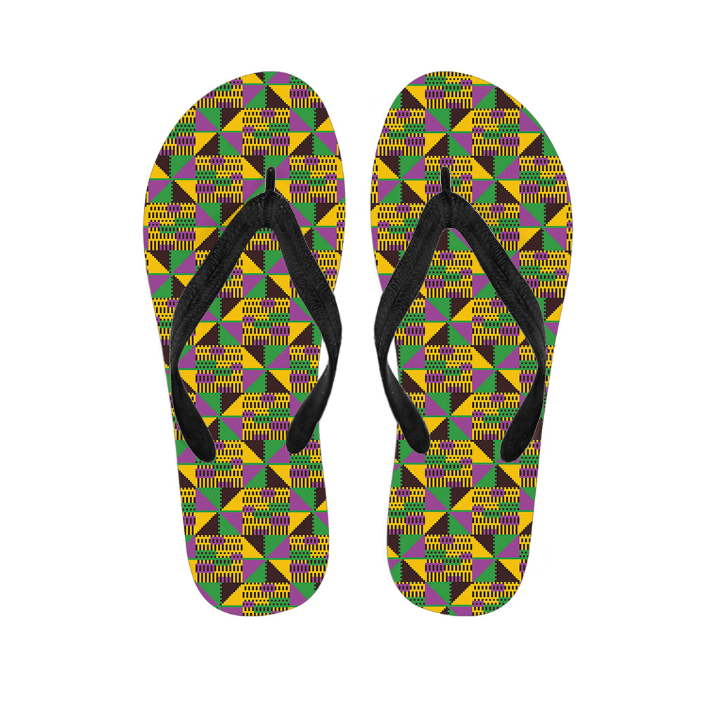 African Kente Pattern Print Flip Flops