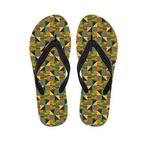 African Kente Pattern Print Flip Flops