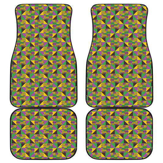 African Kente Pattern Print Front and Back Car Floor Mats