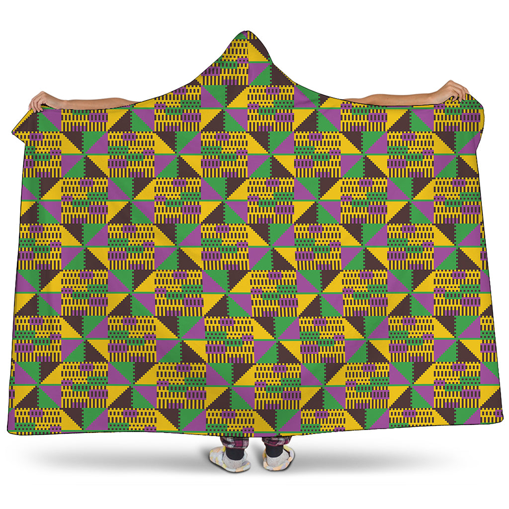 African Kente Pattern Print Hooded Blanket