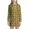 African Kente Pattern Print Hoodie Dress