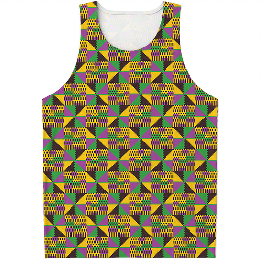 African Kente Pattern Print Men's Tank Top