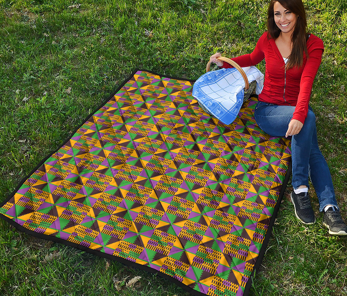 African Kente Pattern Print Quilt