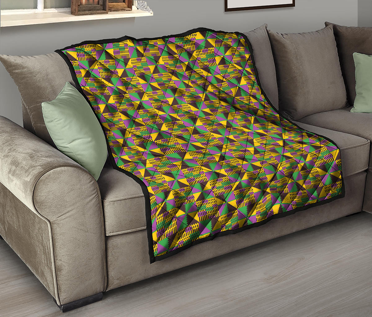 African Kente Pattern Print Quilt