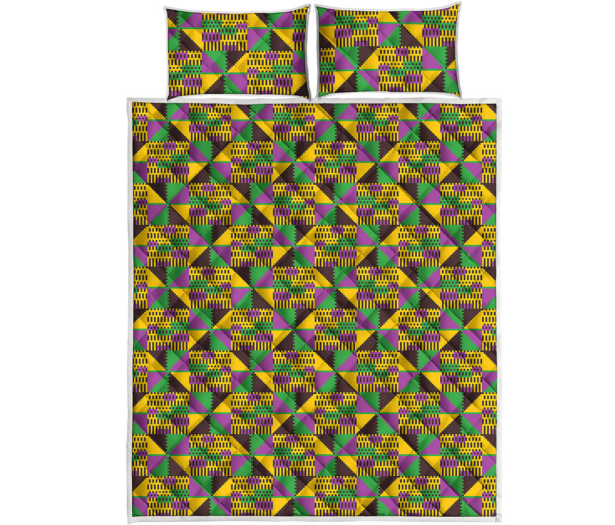 African Kente Pattern Print Quilt Bed Set