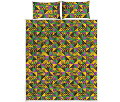 African Kente Pattern Print Quilt Bed Set
