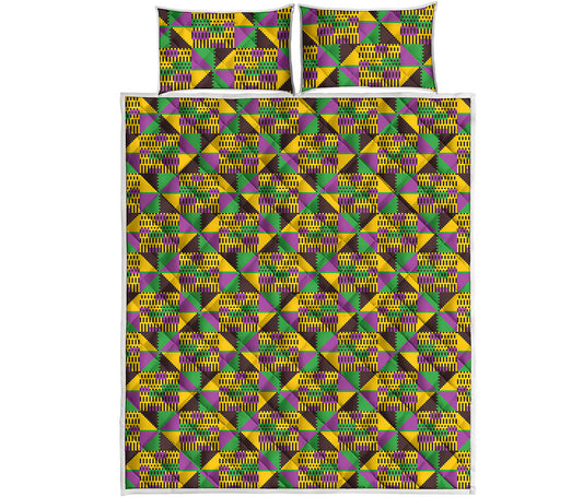 African Kente Pattern Print Quilt Bed Set