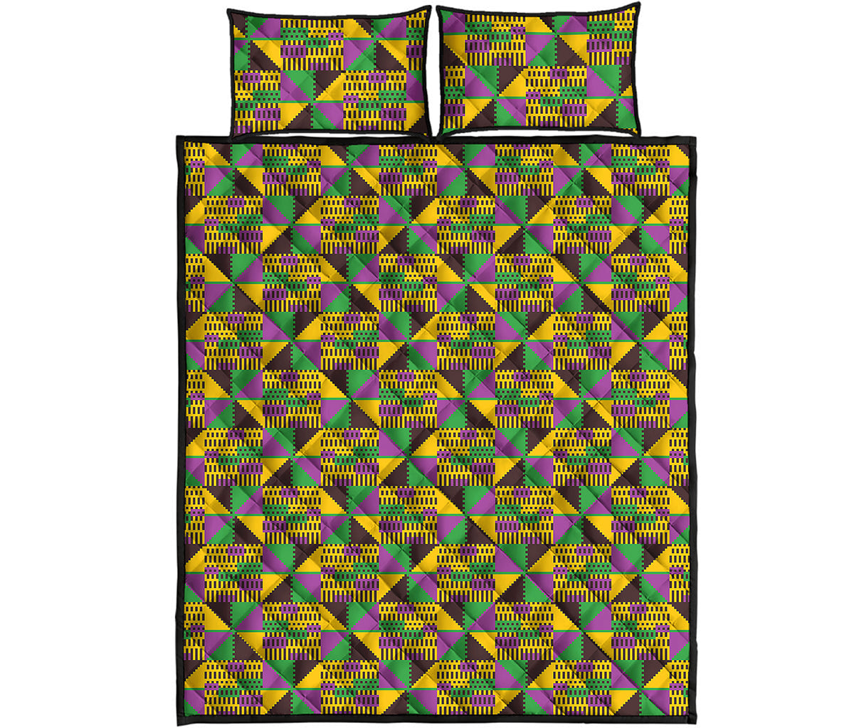 African Kente Pattern Print Quilt Bed Set