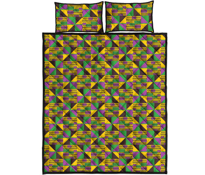 African Kente Pattern Print Quilt Bed Set