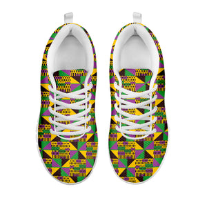 African Kente Pattern Print White Sneakers