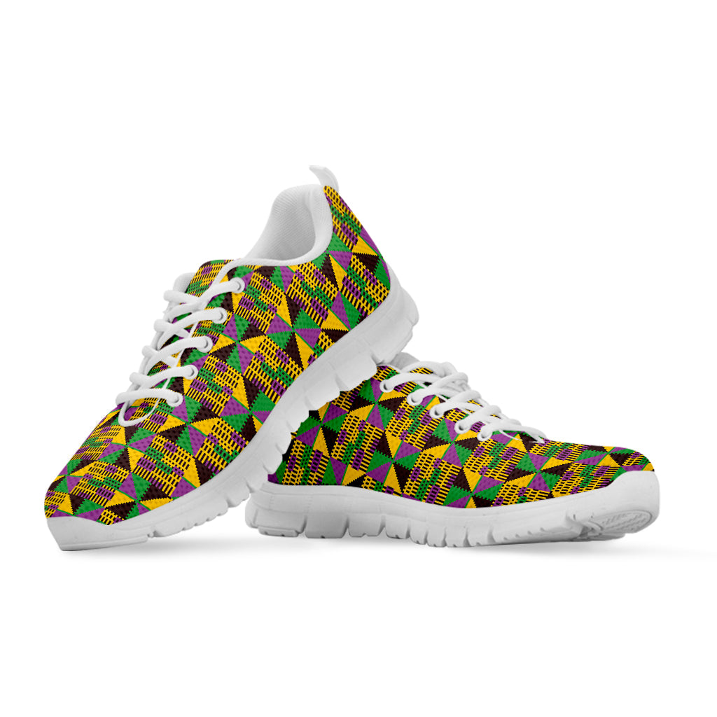 African Kente Pattern Print White Sneakers