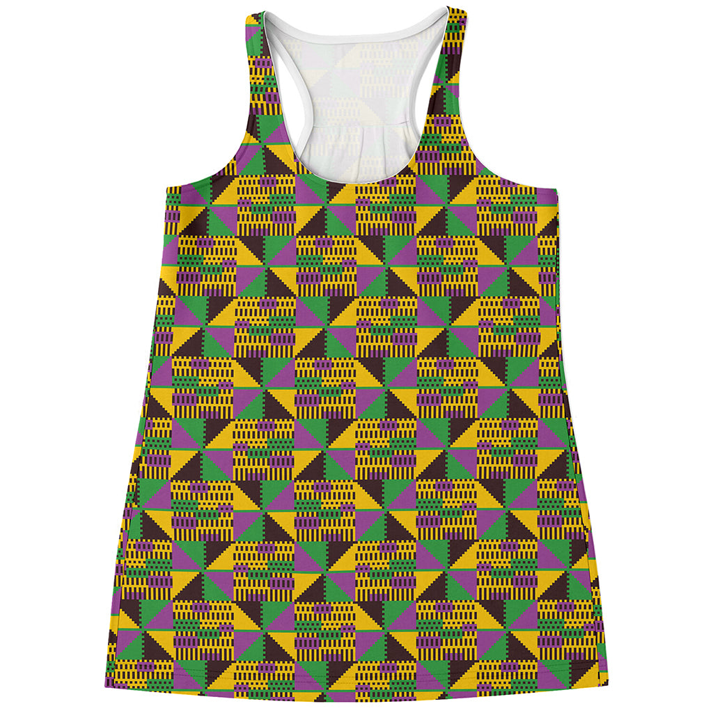 African Kente Pattern Print Women's Racerback Tank Top