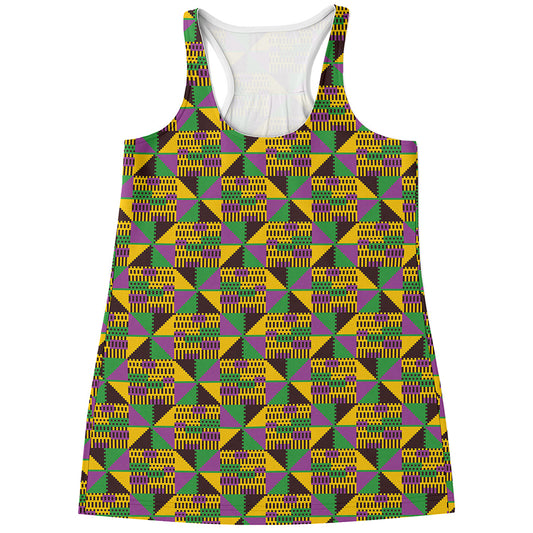 African Kente Pattern Print Women's Racerback Tank Top