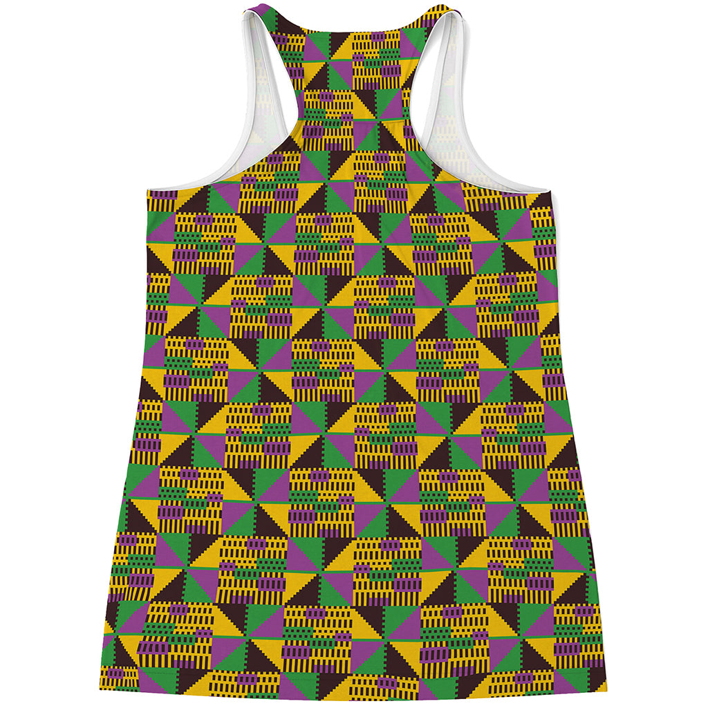 African Kente Pattern Print Women's Racerback Tank Top