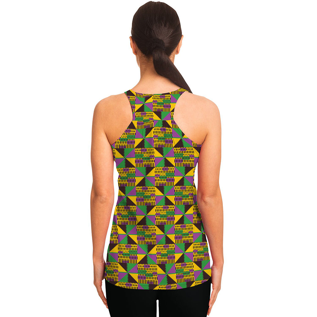African Kente Pattern Print Women's Racerback Tank Top