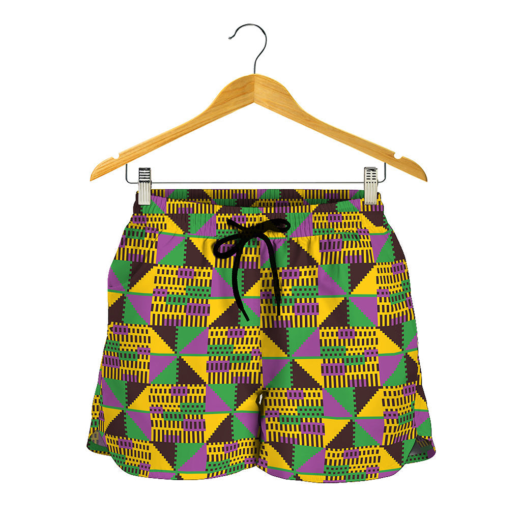 African Kente Pattern Print Women's Shorts