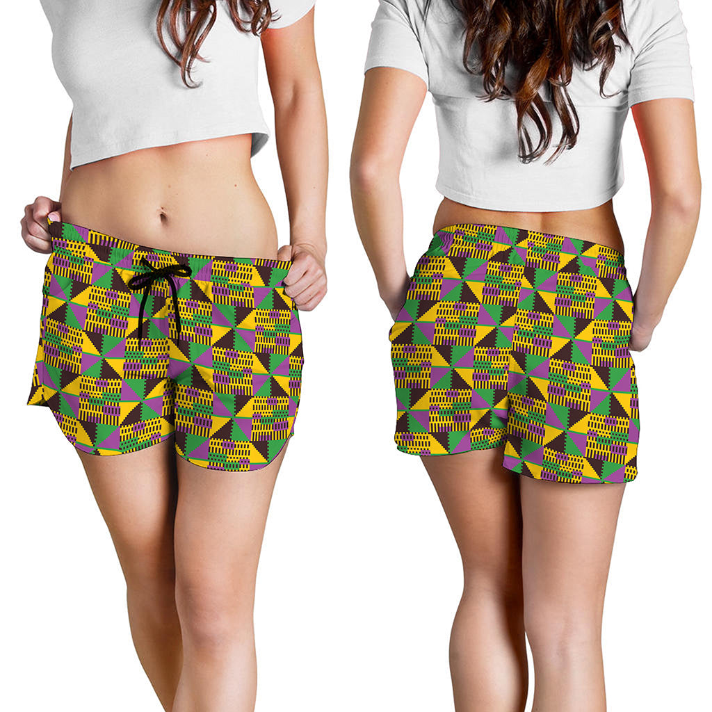 African Kente Pattern Print Women's Shorts