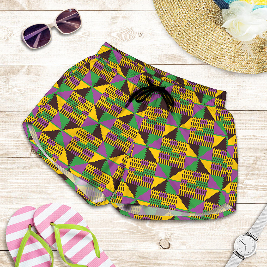 African Kente Pattern Print Women's Shorts