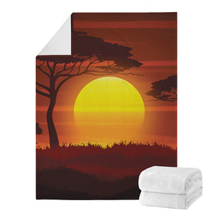 African Savanna Sunset Print Blanket