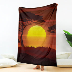 African Savanna Sunset Print Blanket
