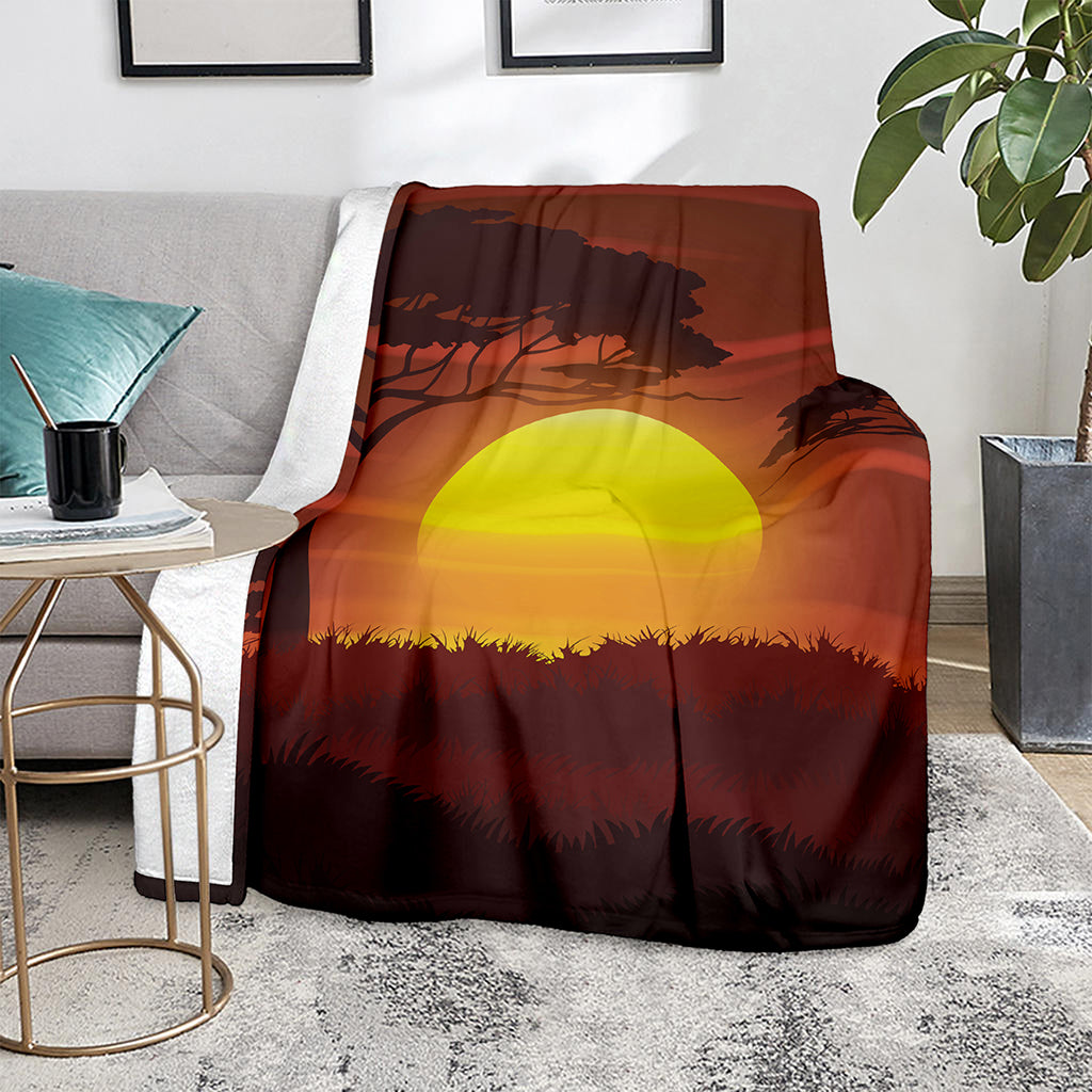 African Savanna Sunset Print Blanket