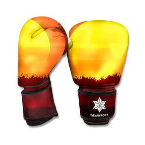 African Savanna Sunset Print Boxing Gloves