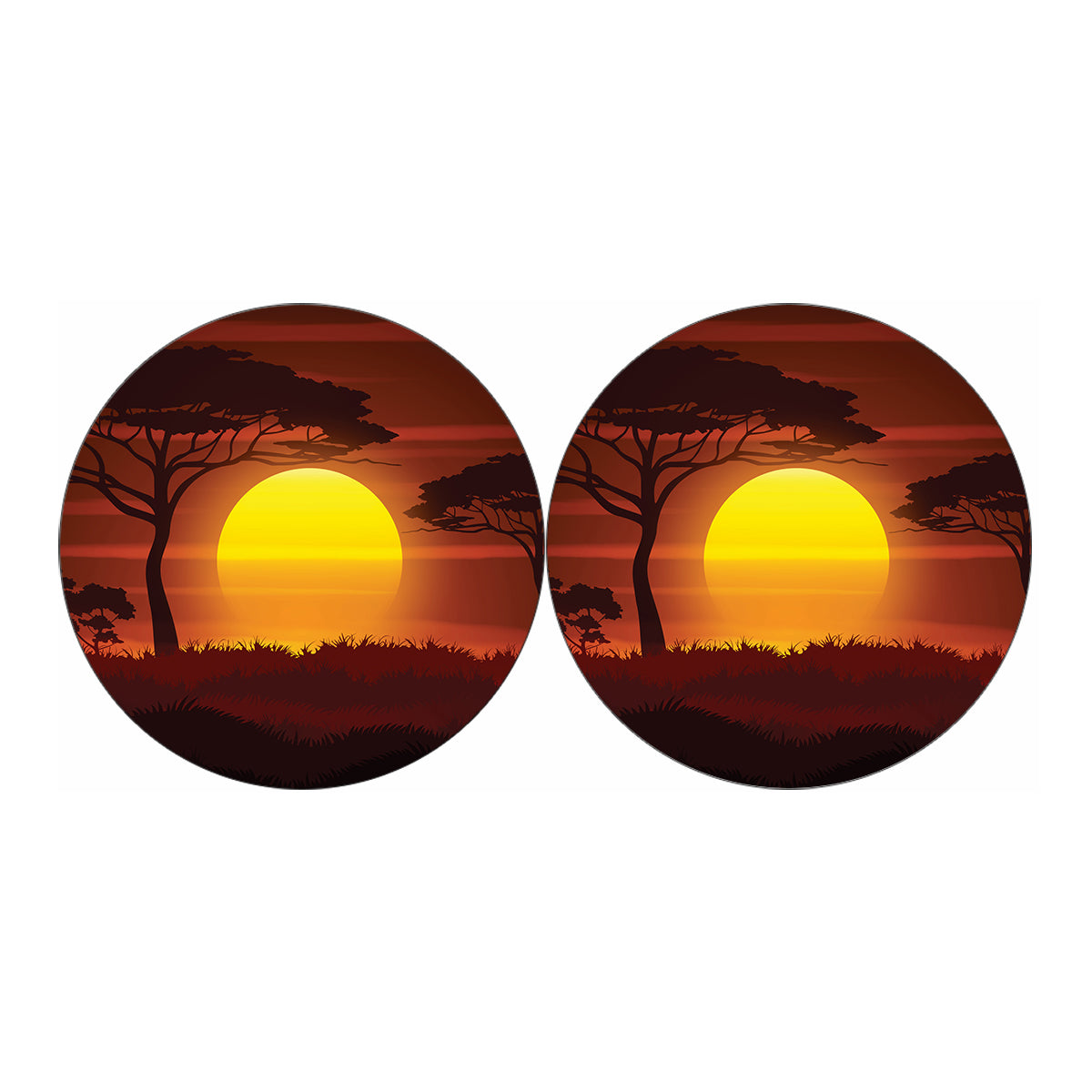 African Savanna Sunset Print Car Coasters