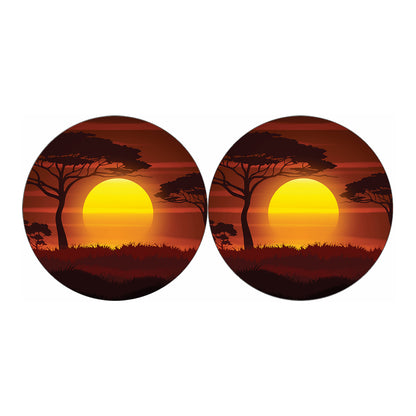African Savanna Sunset Print Car Coasters
