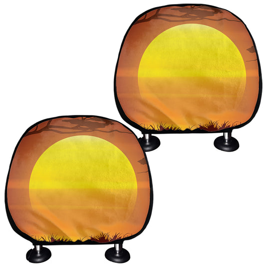 African Savanna Sunset Print Car Headrest Covers