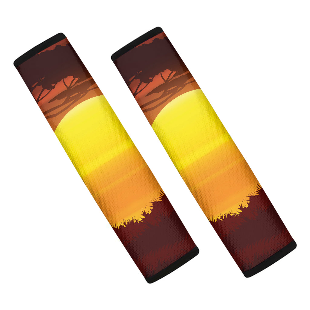 African Savanna Sunset Print Car Seat Belt Covers