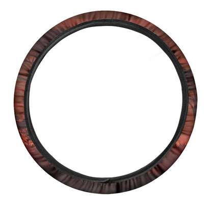 African Savanna Sunset Print Car Steering Wheel Cover