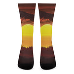 African Savanna Sunset Print Crew Socks