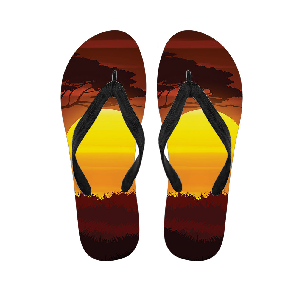 African Savanna Sunset Print Flip Flops