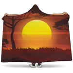 African Savanna Sunset Print Hooded Blanket