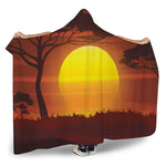 African Savanna Sunset Print Hooded Blanket