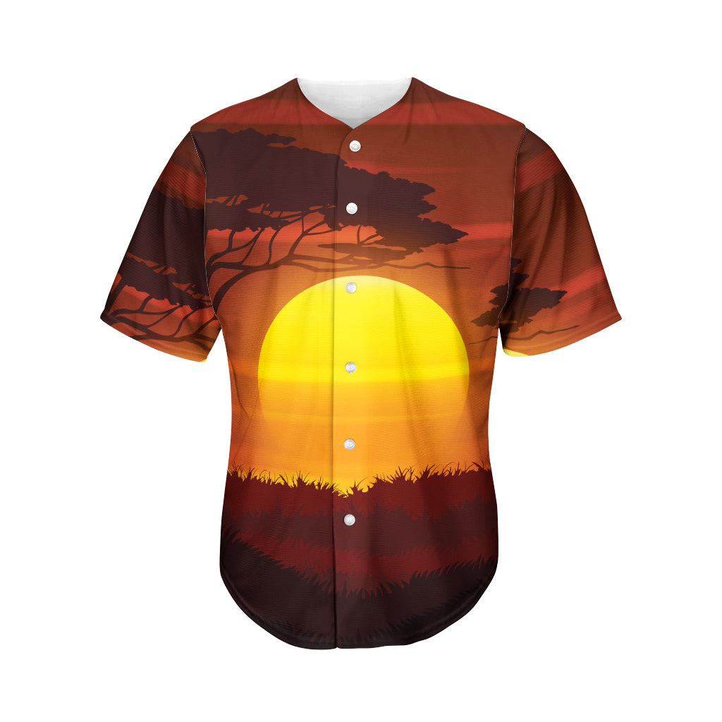 African Savanna Sunset Print Men's Baseball Jersey