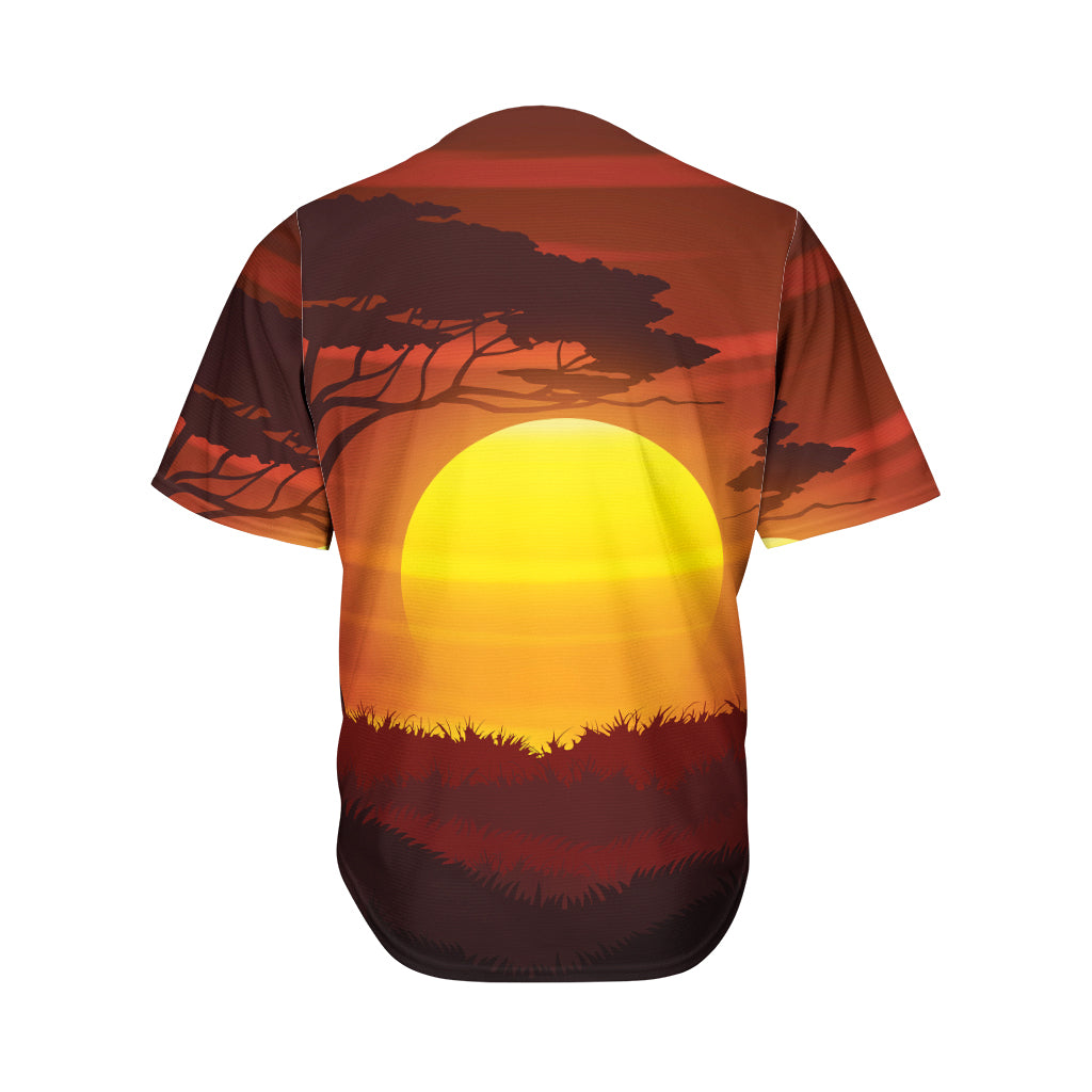 African Savanna Sunset Print Men's Baseball Jersey