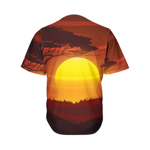 African Savanna Sunset Print Men's Baseball Jersey