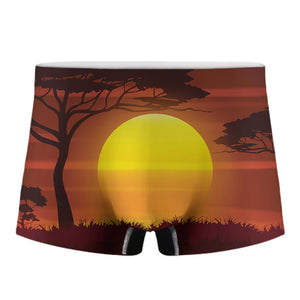 African Savanna Sunset Print Men's Boxer Briefs