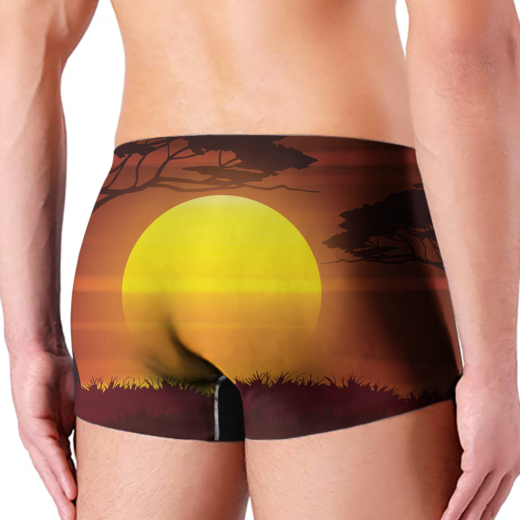 African Savanna Sunset Print Men's Boxer Briefs