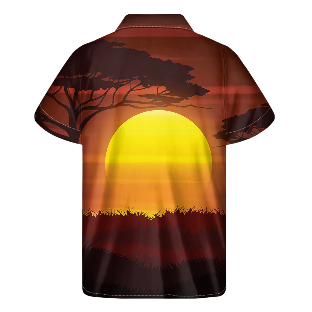 African Savanna Sunset Print Men's Short Sleeve Shirt