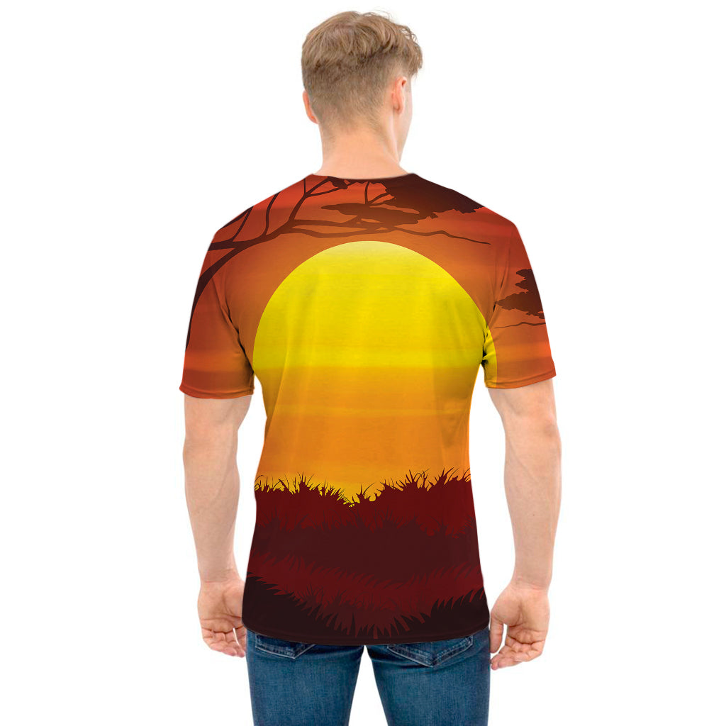 African Savanna Sunset Print Men's T-Shirt