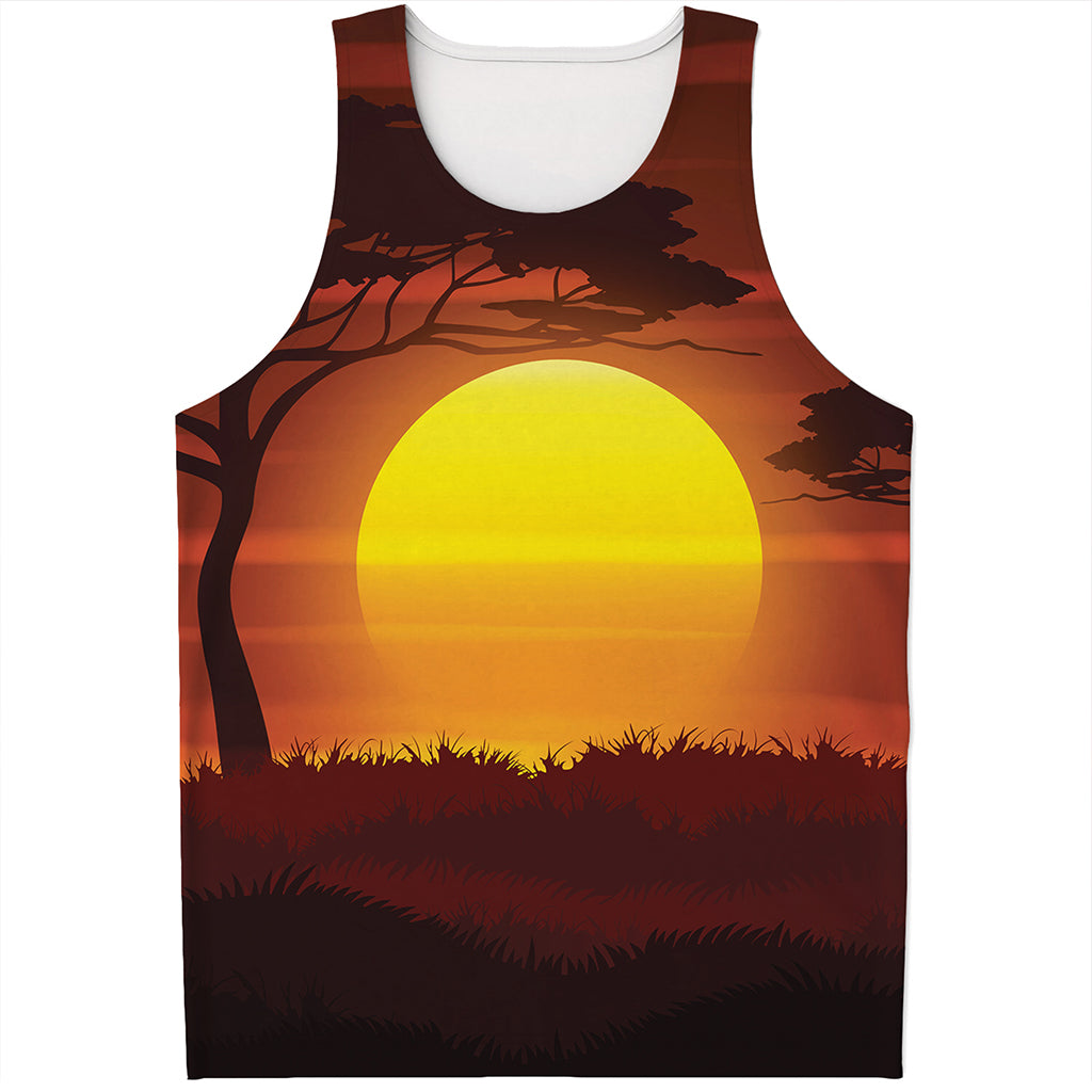 African Savanna Sunset Print Men's Tank Top