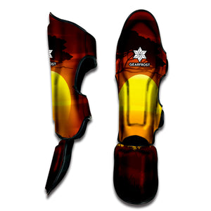 African Savanna Sunset Print Muay Thai Shin Guard