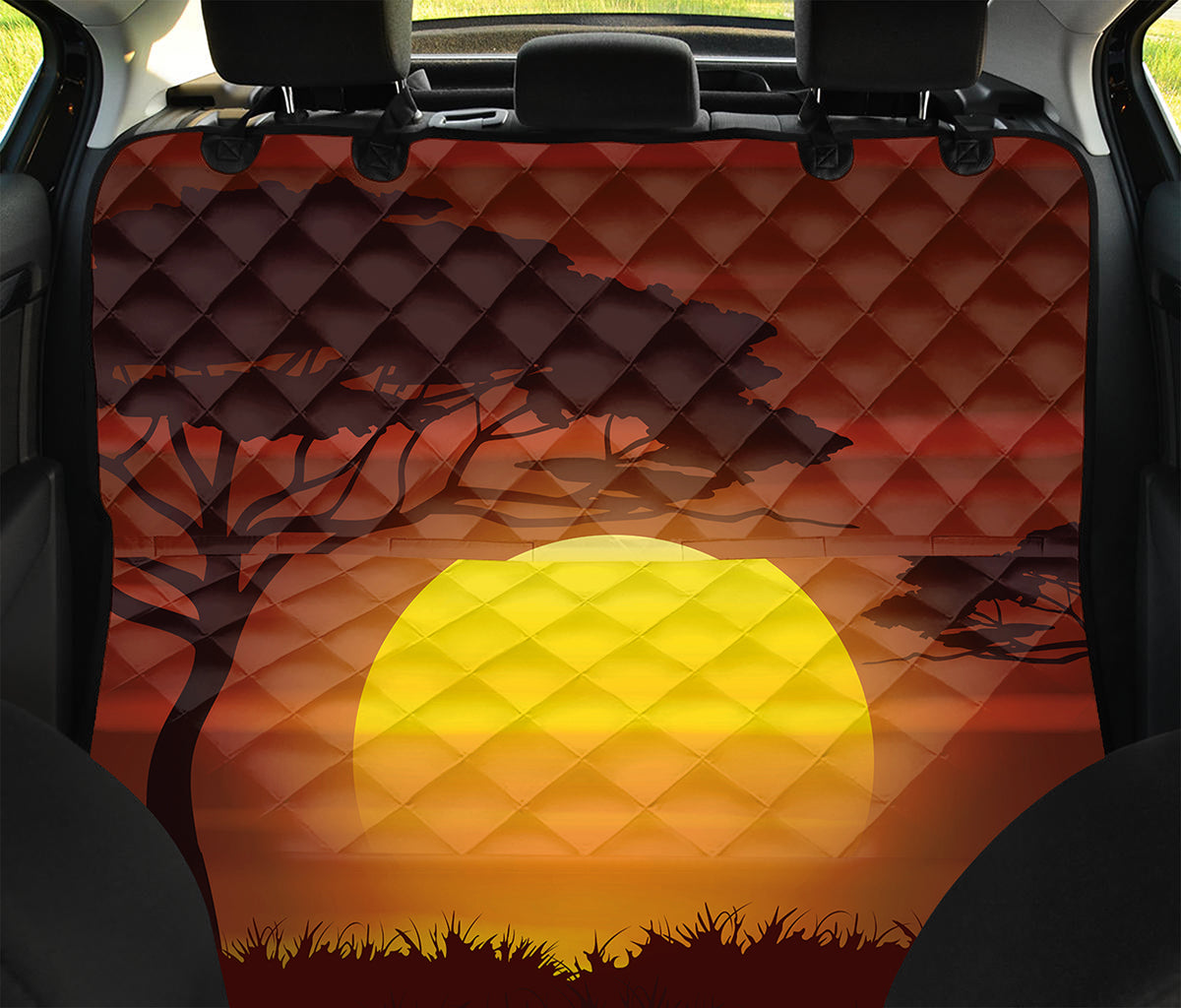 African Savanna Sunset Print Pet Car Back Seat Cover