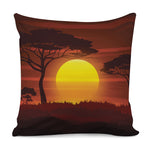 African Savanna Sunset Print Pillow Cover