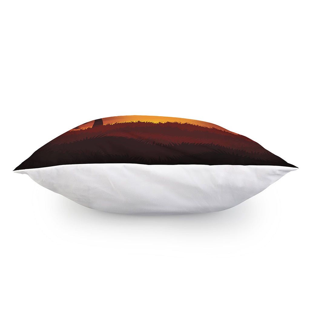 African Savanna Sunset Print Pillow Cover
